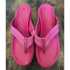90’s Prada Hot Pink Platform Flip Flops Size 35.5